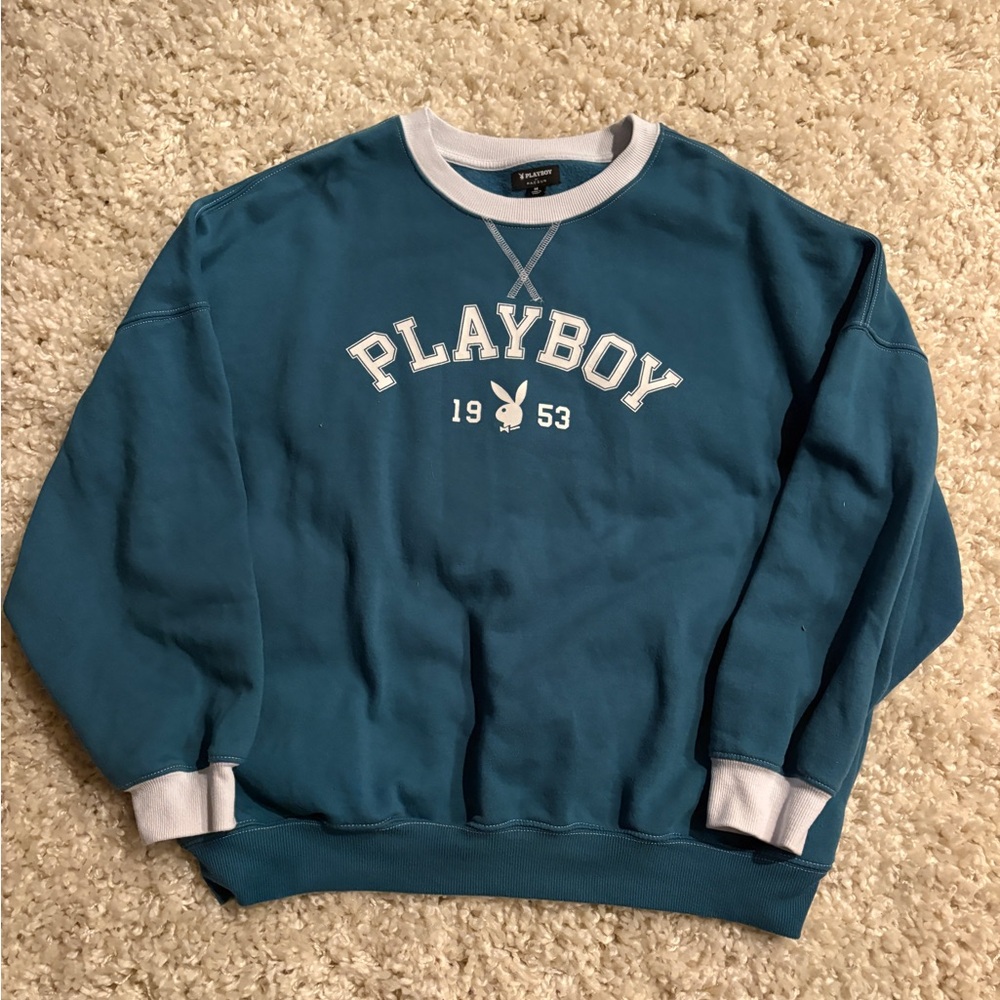 PLAYBOY Men's Teal Crewneck